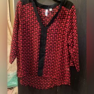 Stylish Red and Black Women's Top